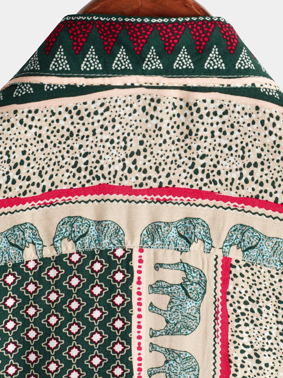Lennox — Men's Lightweight Viscose Shirt with Retro Elephant Print (Green S) - short | Zavonix