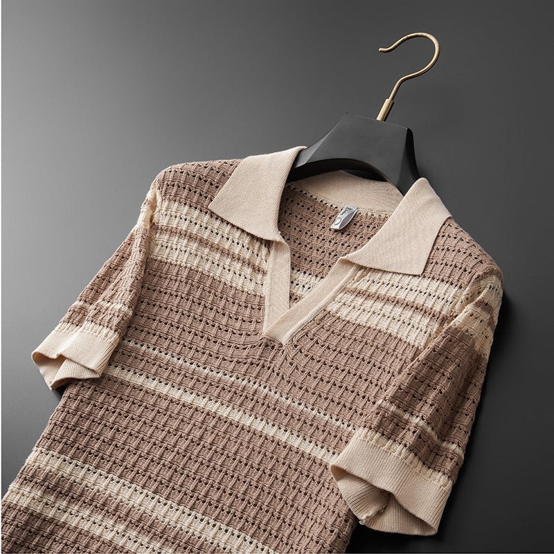 Lennox Polo — Lightweight Breathable Shirt with Earthy Stripes (Black S) - | Zavonix