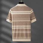 Lennox Polo — Lightweight Breathable Shirt with Earthy Stripes (Beige S) - | Zavonix