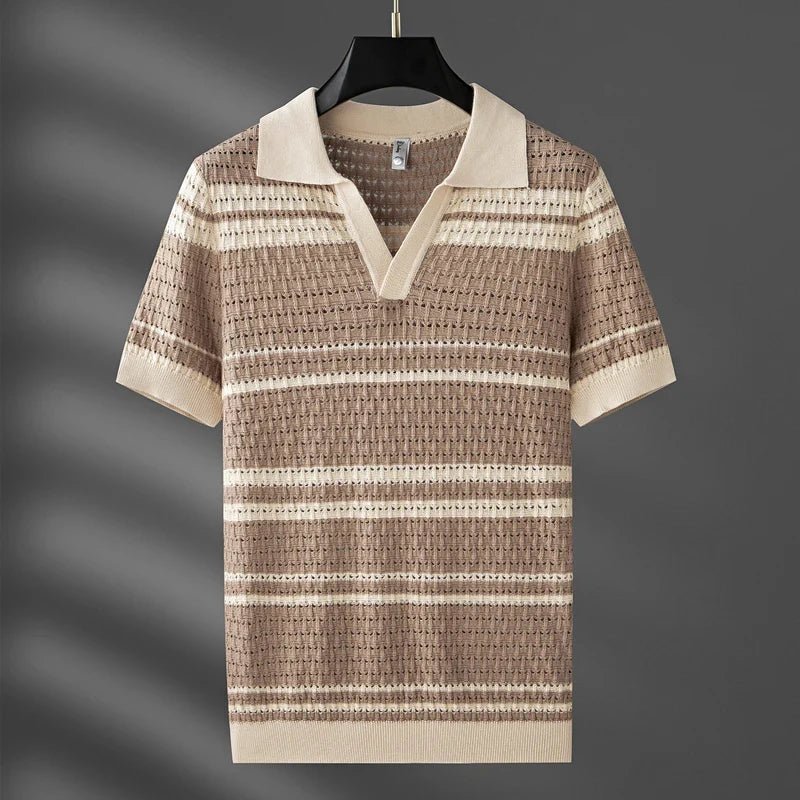 Lennox Polo — Lightweight Breathable Shirt with Earthy Stripes (Black S) - | Zavonix