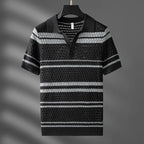 Lennox Polo — Lightweight Breathable Shirt with Earthy Stripes (Black S) - | Zavonix