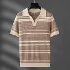 Lennox Polo — Lightweight Breathable Shirt with Earthy Stripes (Beige S) - | Zavonix