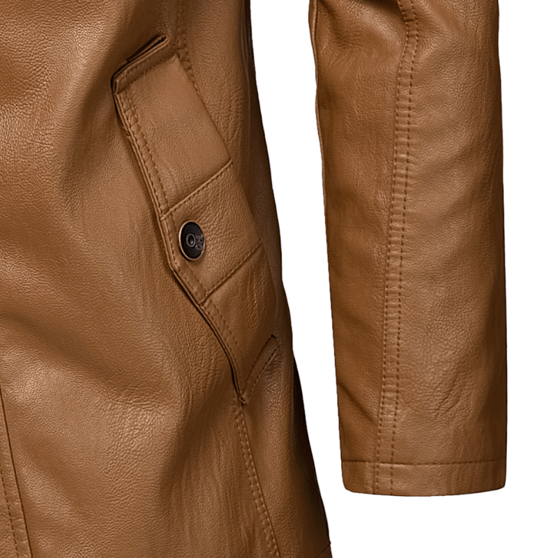 Lenora — Premium Leather Jacket with Zippered Chest Pocket (Black S) - | Zavonix