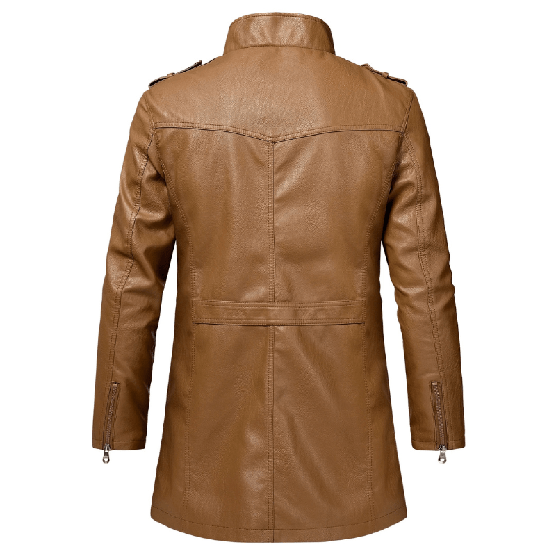 Lenora — Premium Leather Jacket with Zippered Chest Pocket (Camel S) - | Zavonix