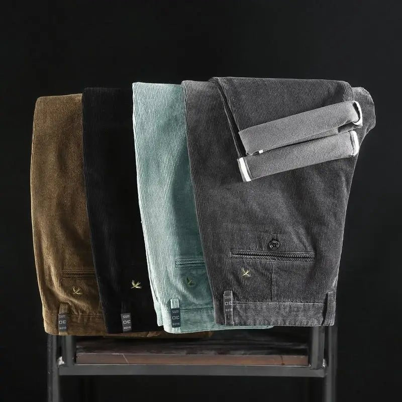 Lenton — Slim - Fit Corduroy Pants with Durable Stitching (Black XS (28 - 29)) - | Zavonix