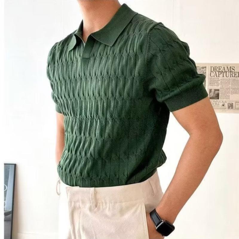 Lentonix — Premium Cotton Polo Shirt with Woven Pattern (Green XS) - | Zavonix