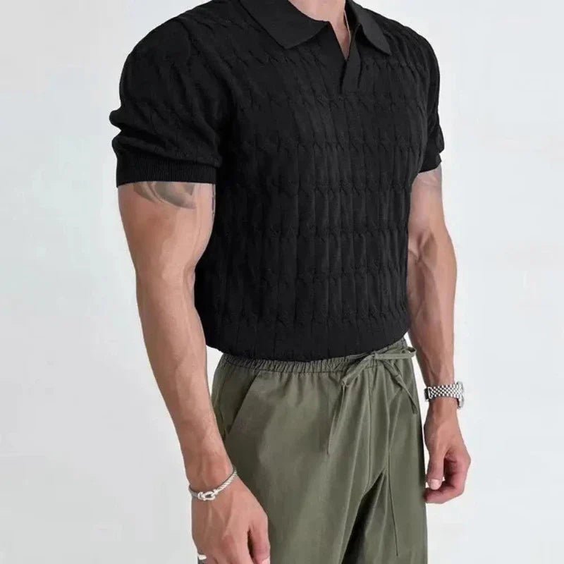 Lentonix — Premium Cotton Polo Shirt with Woven Pattern (Black XS) - | Zavonix