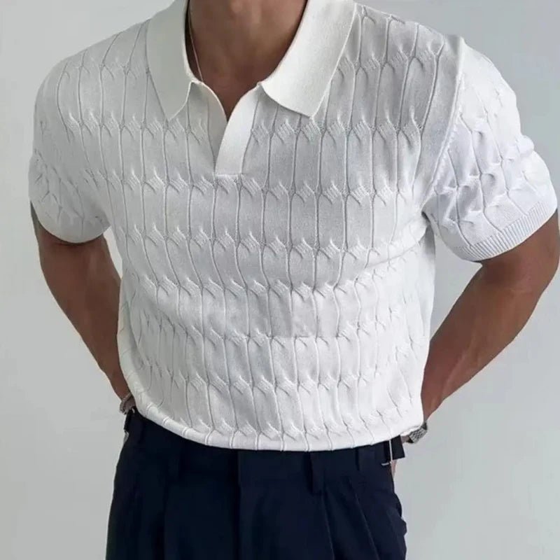 Lentonix — Premium Cotton Polo Shirt with Woven Pattern (Black XS) - | Zavonix