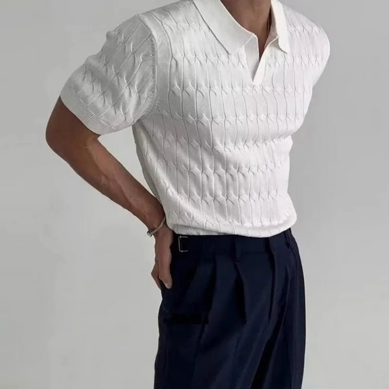 Lentonix — Premium Cotton Polo Shirt with Woven Pattern (White XS) - | Zavonix