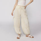 Leroux Breezy — Soft Breathable Lounge Pants with Adjustable Fit (Cream S) - | Zavonix