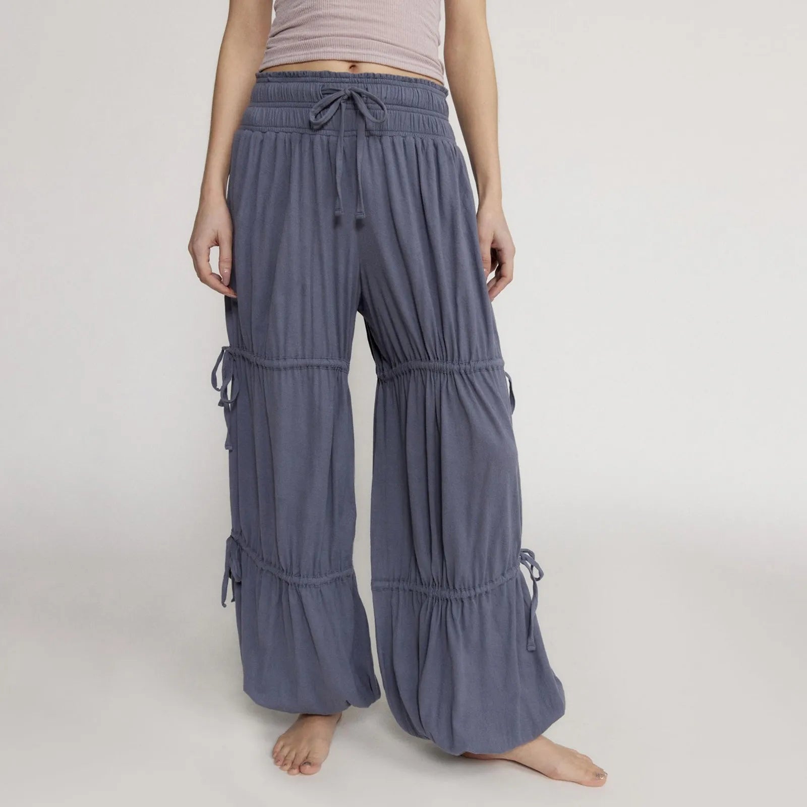 Leroux Breezy — Soft Breathable Lounge Pants with Adjustable Fit (Blue S) - | Zavonix