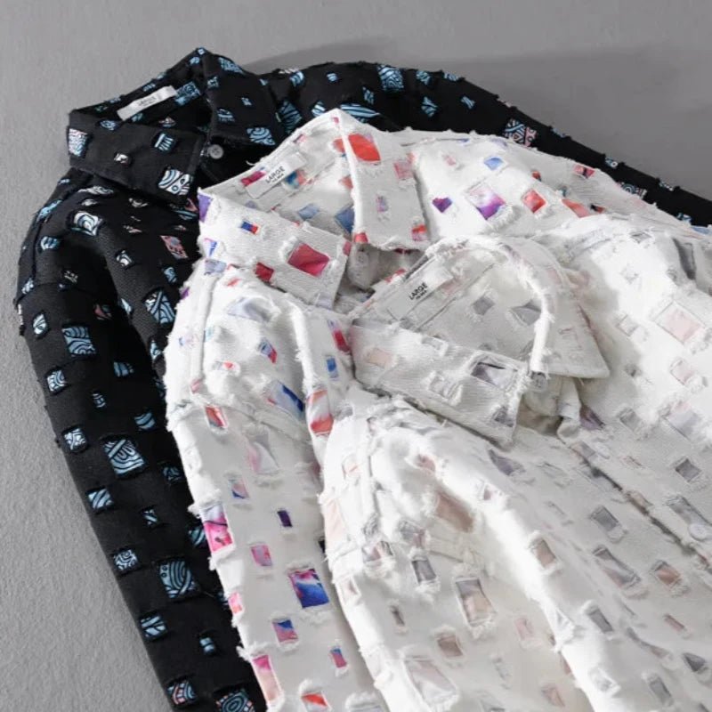 Liamerra — Artistic Mosaic Cotton Jacket with Vibrant Style (Black S) - | Zavonix