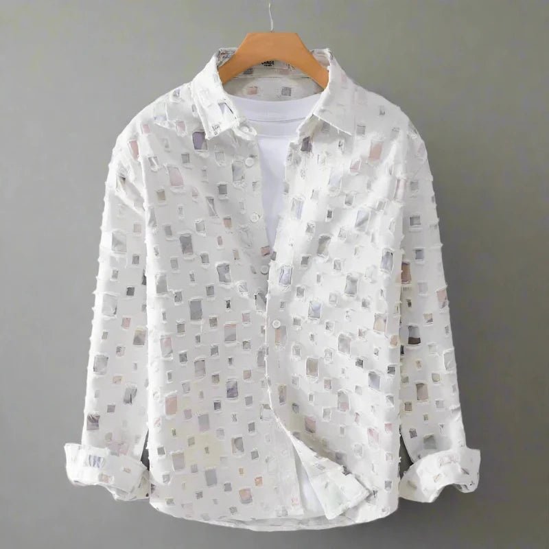 Liamerra — Artistic Mosaic Cotton Jacket with Vibrant Style (White S) - | Zavonix