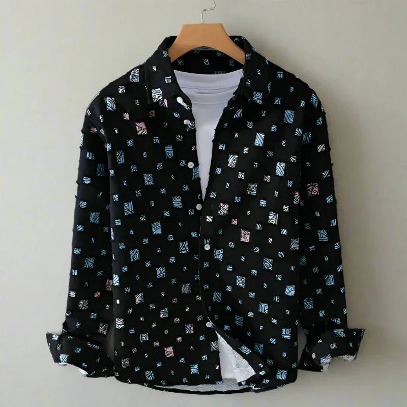 Liamerra — Artistic Mosaic Cotton Jacket with Vibrant Style (Black S) - | Zavonix