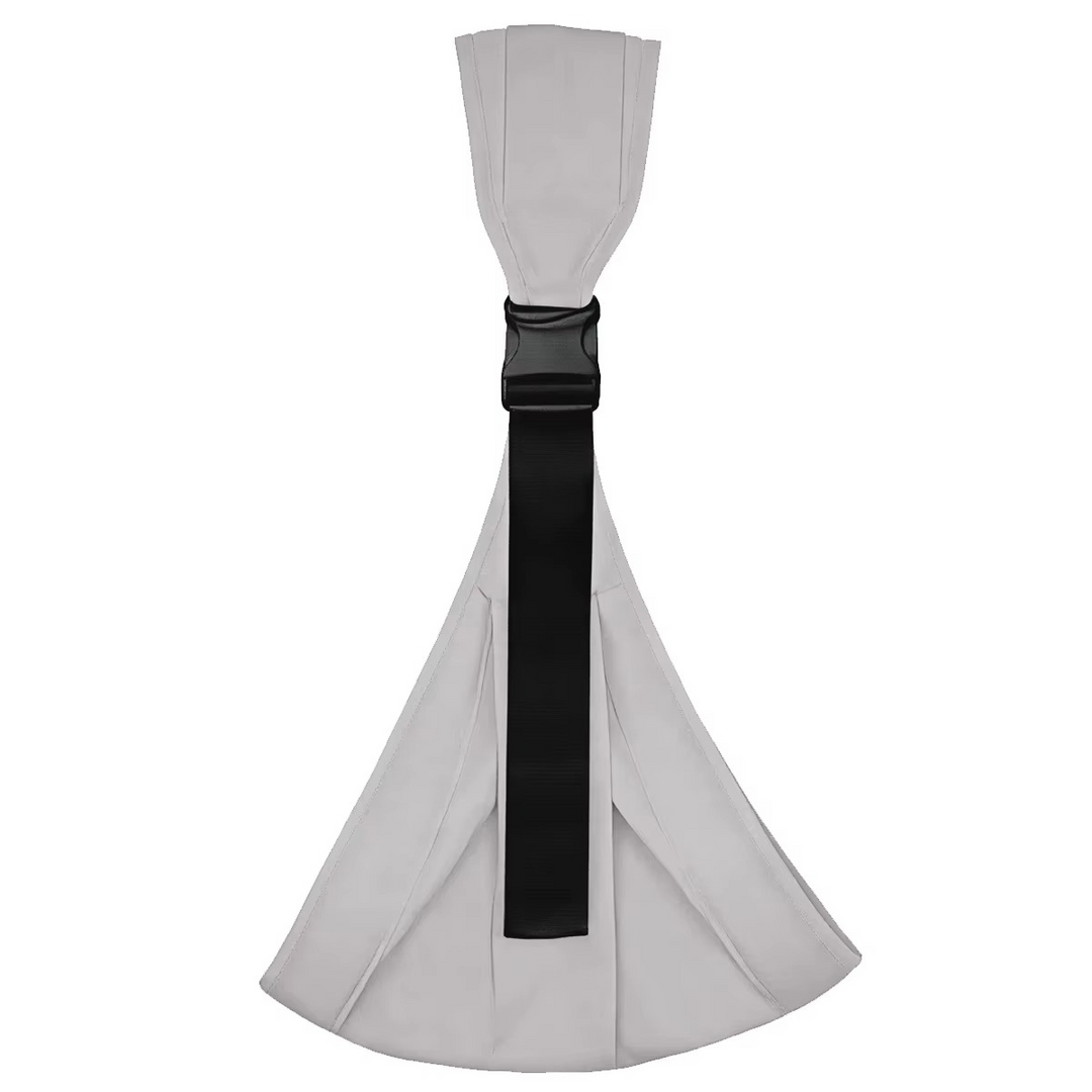 Light gray hip carrier with a wide shoulder section and black adjustable strap