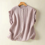 LISA LINEN BLOUSE (Black XS) - | Zavonix