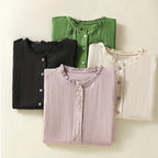 LINEN SIMPLICITY BLOUSE (Black XS) - | Zavonix