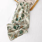 Linwood — Lightweight Linen Pants with Vintage Pattern and Gathered Waist (XS ) - | Zavonix