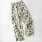 Linwood — Lightweight Linen Pants with Vintage Pattern and Gathered Waist (XS ) - | Zavonix