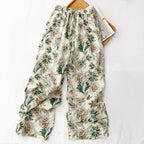 Linwood — Lightweight Linen Pants with Vintage Pattern and Gathered Waist (XS ) - | Zavonix