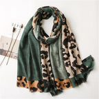"Leopard Print Shawl" Scarf (Brown ) - Jacket | Zavonix
