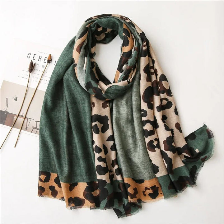 "Leopard Print Shawl" Scarf (Brown ) - Jacket | Zavonix
