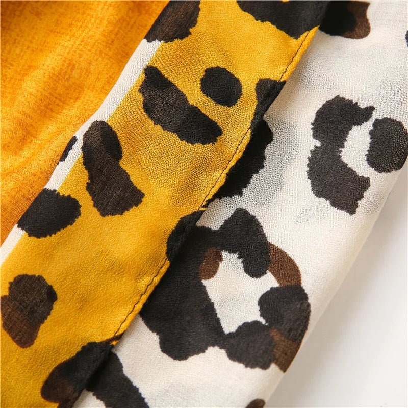 "Leopard Print Shawl" Scarf (Yellow ) - Jacket | Zavonix