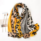 "Leopard Print Shawl" Scarf (Yellow ) - Jacket | Zavonix