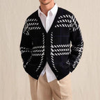 Lindell Plaid Sweater — Soft Button - Down Knit for Casual Wear (Black S) - | Zavonix