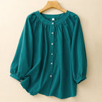 Linen Breeze Blouse™ — Slip Into Cool Confidence and Effortless Elegance (Teal XS) - | Zavonix