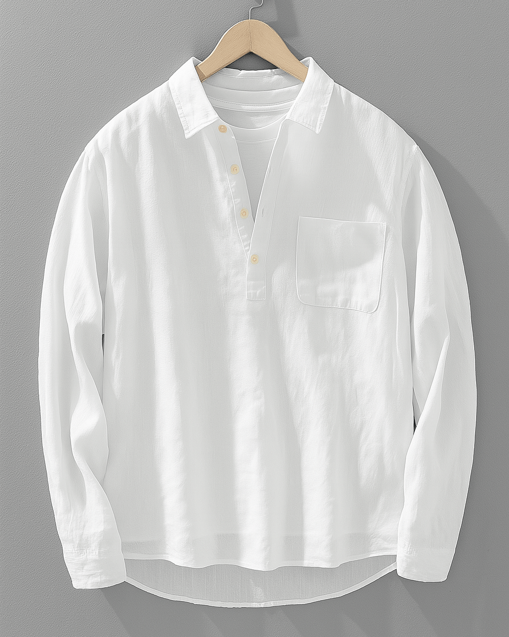 Linen - Cotton Blend Collar Shirt (White XS) - | Zavonix