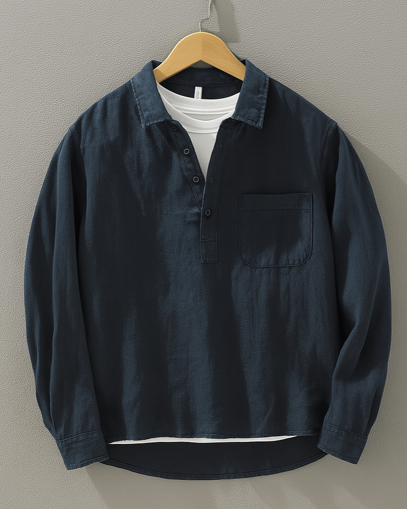 Linen - Cotton Blend Collar Shirt (White XS) - | Zavonix