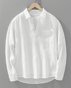 Linen - Cotton Blend Collar Shirt (White XS) - | Zavonix