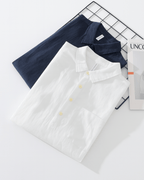 Linen - Cotton Blend Collar Shirt (White XS) - | Zavonix