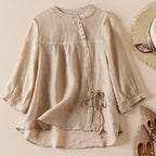 Linen Luxe Blouse™ — Feel Effortlessly Cool and Confident All Day (Beige XS) - | Zavonix