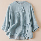 Linen Luxe Blouse™ — Feel Effortlessly Cool and Confident All Day (Light Blue XS) - | Zavonix
