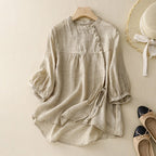 Linen Luxe Blouse™ — Feel Fresh, Flawless, and Fearlessly Fabulous All Day Long (Beige XS) - | Zavonix