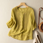 Linen Luxe Blouse™ — Feel Fresh, Flow Free, and Own Every Moment (Purple XS) - | Zavonix