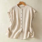 LINEN SIMPLICITY BLOUSE (Black XS) - | Zavonix