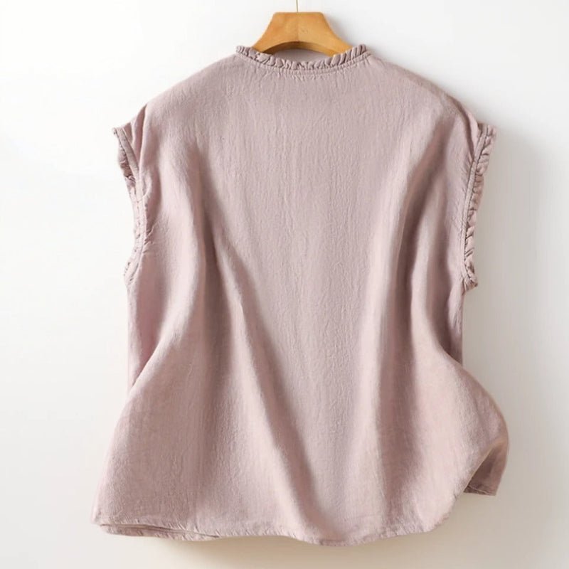 LINEN SIMPLICITY BLOUSE (Black XS) - | Zavonix