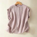 LINEN SIMPLICITY BLOUSE (Purple XS) - | Zavonix