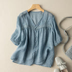 Linen Whisper™ — Effortless Elegance That Breathes Confidence All Day (Blue XS) - | Zavonix