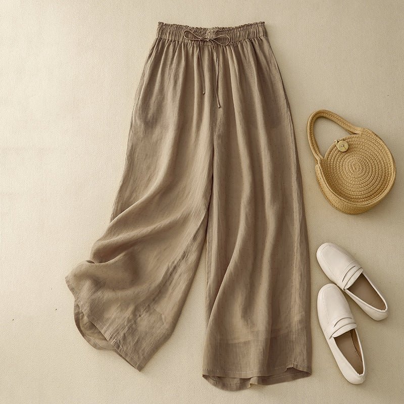 Linora — Lightweight Linen Blend Pants with Relaxed Fit (Brown XS) - | Zavonix