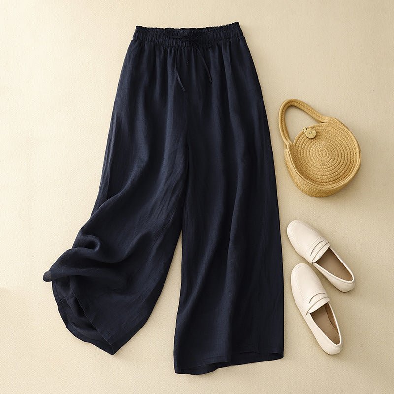 Linora — Lightweight Linen Blend Pants with Relaxed Fit (Black XS) - | Zavonix