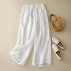 Linora — Lightweight Linen Blend Pants with Relaxed Fit (White XS) - | Zavonix