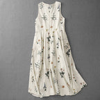 Linora — Lightweight Linen Floral Dress with Flowing Fit (XS ) - | Zavonix