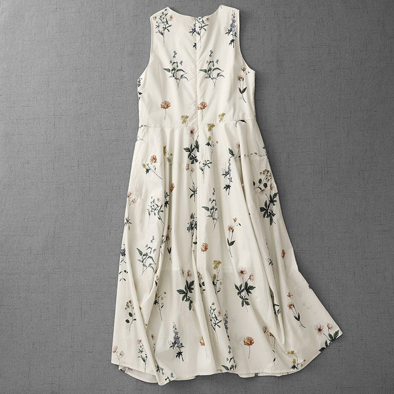 Linora — Lightweight Linen Floral Dress with Flowing Fit (XS ) - | Zavonix
