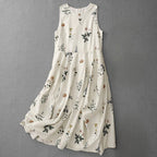 Linora — Lightweight Linen Floral Dress with Flowing Fit (XS ) - | Zavonix
