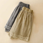 Linora — Lightweight Linen Shorts with Scalloped Hem Detail (Charcoal Gray XS) - | Zavonix