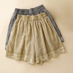 Linora — Lightweight Linen Shorts with Scalloped Hem Detail (Charcoal Gray XS) - | Zavonix